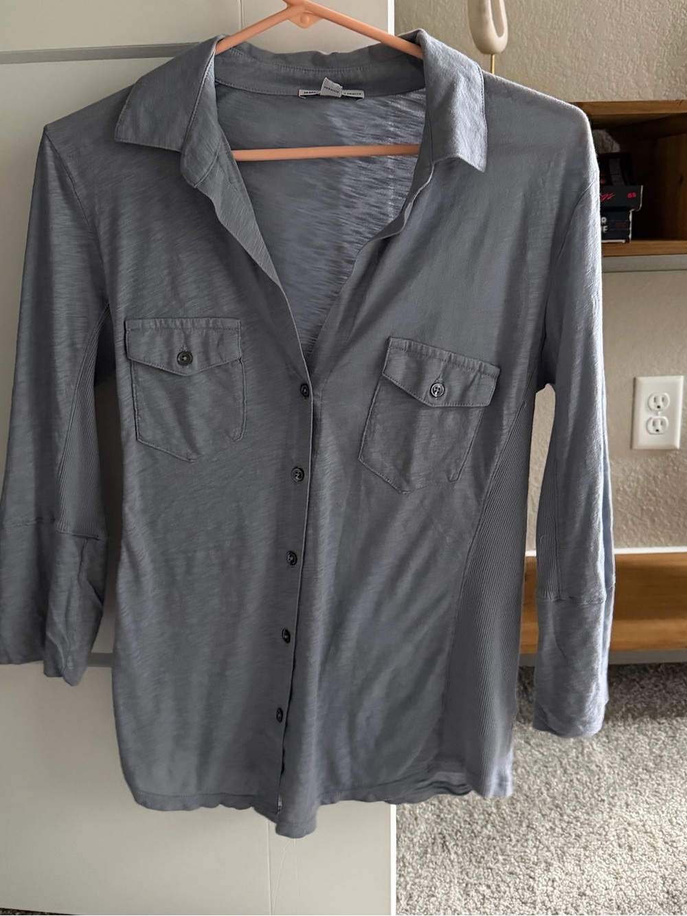 James Perse Sheer Slub Panel Shirt, NWOT